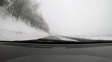 4K. Driving car in snow. Stock Footage 85688955