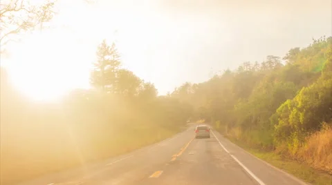 4K Driving POV Hyperlapse at sunset Stock Footage 65249803