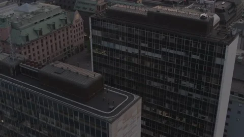 4K Drone 2 skyscrapers in Stockholm, Sweden Stock Footage