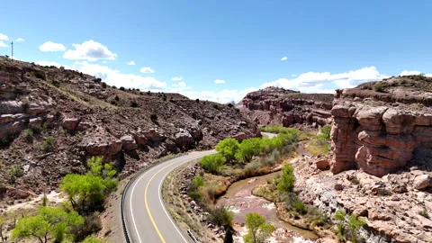 4K Drone Above and Beyond Utah 24 and the Fremont River Stock-Footage 313729593