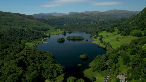 4K:  Drone Aerial Clip of Rydal Water Lake in the English Lake District, Stock Footage
