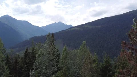 4k Drone Aerial Horizontal Up Motion Nature Shot of Mountains &amp; Valley BC Canada Stock Footage 248905228