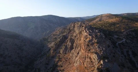4K Drone Aerial of mountain ghost town, Greece Stock Footage 125596272