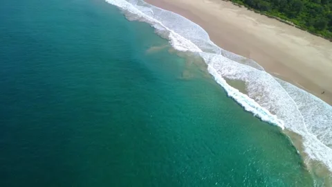 4K Drone Aerial Ocean Waves Crashing on Beach Stock Footage 331623321