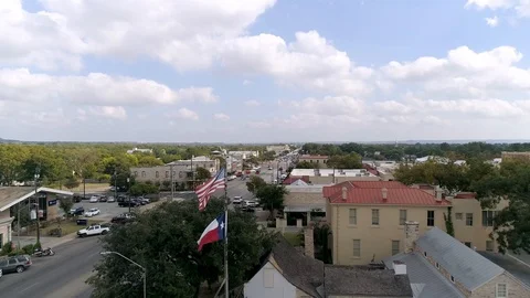 4k Drone Aerial Texas Flag American Flag Texas Fredericksburg Stock Footage 118399088