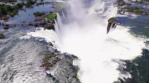 4K drone aerial view of Devil’s Throat at Iguazu Falls on the Argentina-Brazil 스톡 동영상 345401349