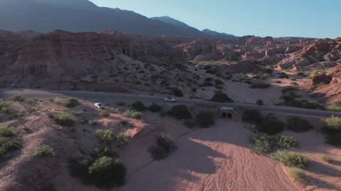 4K drone aerial view of Las Ventanas in Cafayate, Salta, Argentina. Unique red 库存影片 341661643