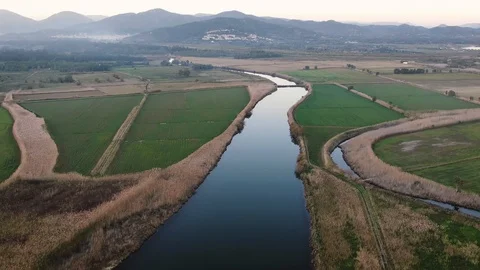 4K drone aerial view of river mouth near Villasimius Sardinia, Italy Stock Footage 124254736
