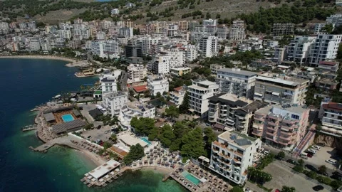 4K Drone Aerial View of Saranda City Coastline, Albania Stock Footage 317690148