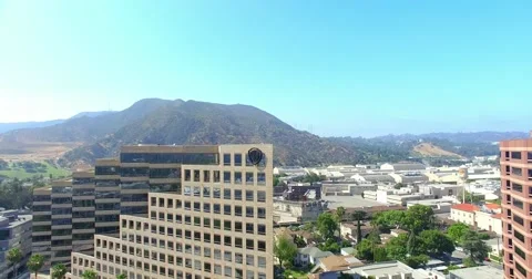4K, Drone, Aerial view of Warner Brothers Movie Studios in Burbank, Los Angeles Stock Footage