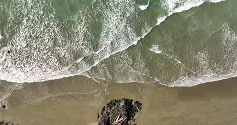 4K Drone Aerial View Waves On Sandy Beach Aerial Stock Footage 170592424