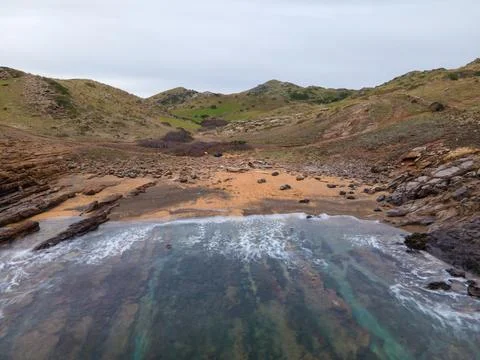 4k drone aerial views of pristine beaches on the coast of Europe Stock Photos