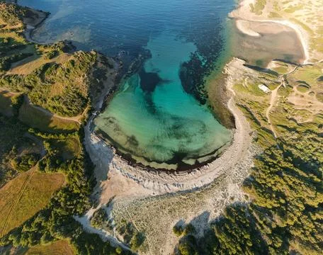 4k drone aerial views of pristine beaches on the coast of Europe Stock Photos