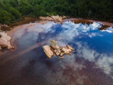 4k drone aerial views of pristine beaches on the coast of Europe Stock Photos