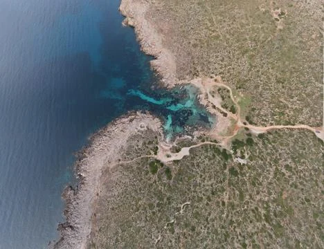 4k drone aerial views of pristine beaches on the coast of Europe Stock Photos