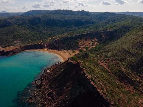 4k drone aerial views of pristine beaches on the coast of Europe Stock Photos