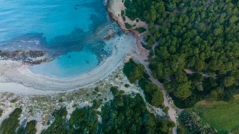 4k drone aerial views of pristine beaches on the coast of Europe Stock Photos