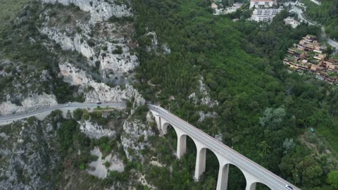 4K Drone Bridge Reveal - Eze, France Video stock 202341537