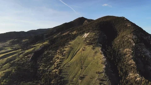 4K Drone of Bridger Mountains, the "M" in Bozeman, Montana Stock Footage