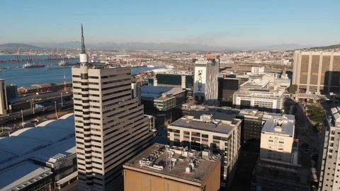 4k drone. Cape Town CBD buildings at sunset Видео 93111018