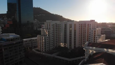 4k drone. Cape Town CBD buildings at sunset Видео 93115745
