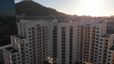 4k drone. Cape Town CBD buildings at sunset Видео 93116248
