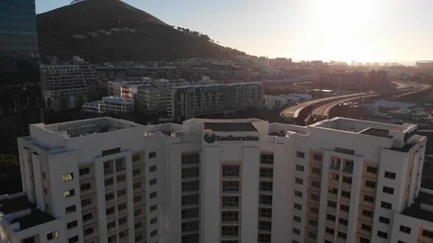 4k drone. Cape Town CBD buildings at sunset Видео 93116302