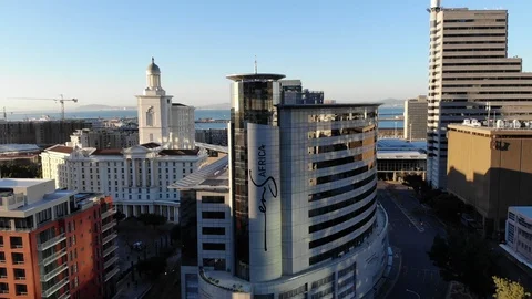 4k drone. Cape Town CBD buildings at sunset Видео 93116565