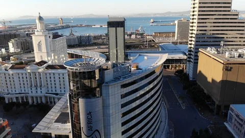4k drone. Cape Town CBD buildings at sunset Видео 93116741