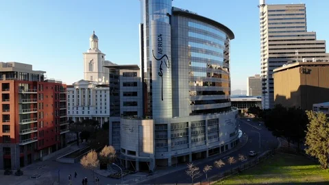 4k drone. Cape Town CBD buildings at sunset Видео 93116960