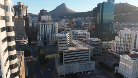 4k drone. Cape Town CBD buildings at sunset Видео 93117093