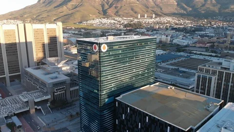 4k drone. Cape Town CBD buildings at sunset Видео 93118902