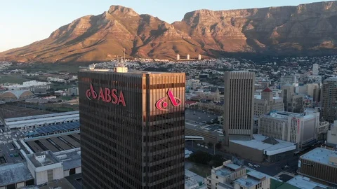 4k drone. Cape Town CBD buildings at sunset Видео 93119938