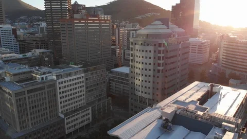 4k drone. Cape Town CBD buildings at sunset Видео 93121082