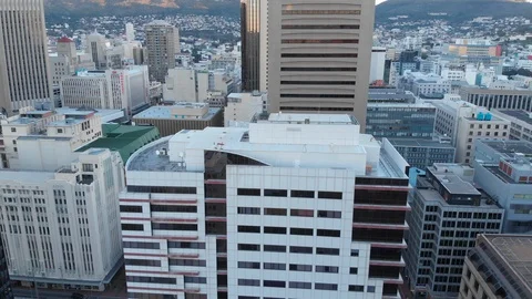 4k drone. Cape Town CBD buildings at sunset Видео 93123056