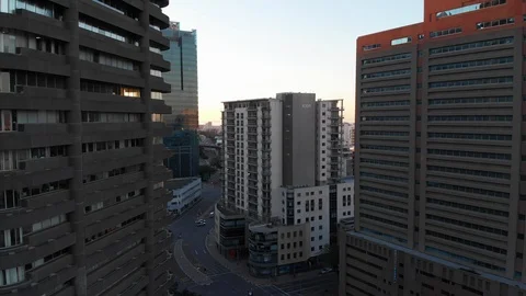 4k drone. Cape Town CBD buildings at sunset Видео 93125534