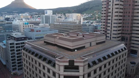 4k drone. Cape Town CBD buildings at sunset Видео 93126164