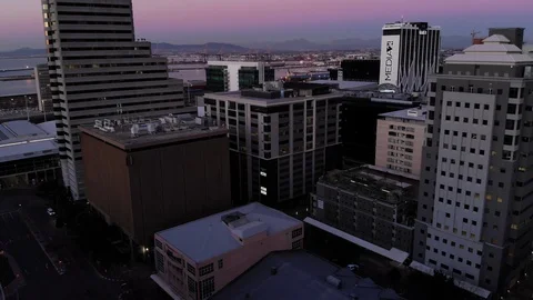 4k drone. Cape Town CBD buildings at sunset Видео 93133876