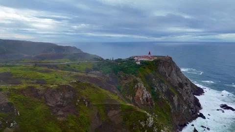 4K Drone: Capo da Roca and Praia da Ursa Bear Rock &amp; Waves, Portugal Coast 動画素材 320620360