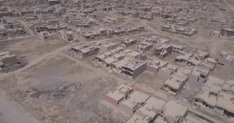 4k / Drone / Desolate City in Iraq destroyed by ISIS Stock Footage 88911245