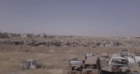 4k / Drone / Desolate City in Iraq destroyed by ISIS Stock Footage 88911892
