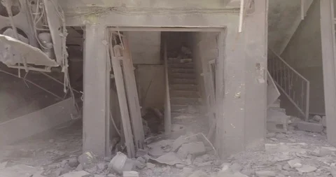 4k / Drone / Desolate City in Iraq destroyed by ISIS Stock Footage 88912935