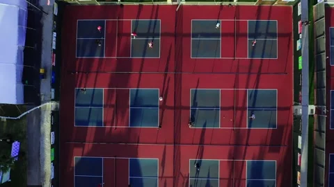 4k Drone Eagle Eye Shot of Pickleball Courts! Stock Footage 204077642