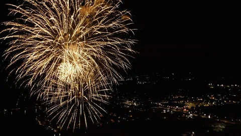 4K Drone Fireworks Stock Footage 111609180