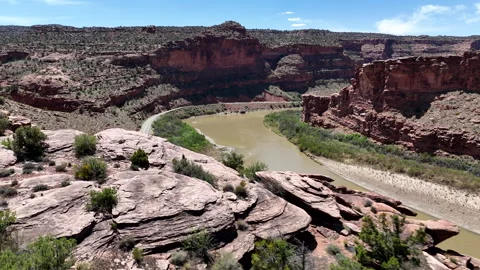4K Drone Flat Clifftops Above the Upper Colorado River Scenic Byway Video stock 313511547