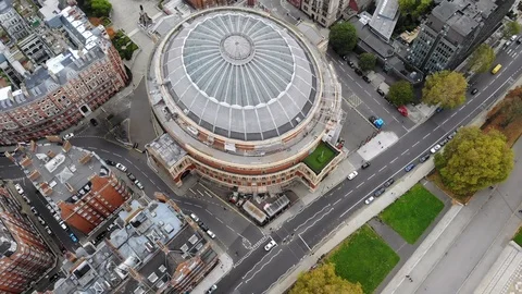 4K Drone flight above Royal Albert Hall in London Stock Footage