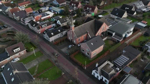 4K Drone Flight Above Small Town in Holland 動画素材 317400888