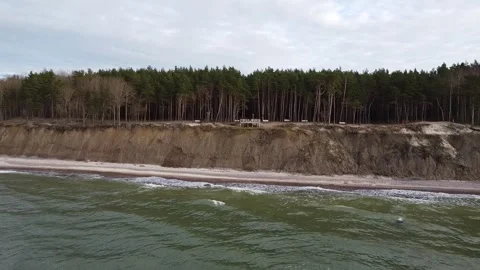 4K Drone Flight from Baltic Sea to Cliffside Stock Footage 323613051