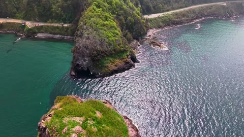 4K Drone Flight from Coast Towards an Island, Cinematic Forward Motion Stock Footage 334327053