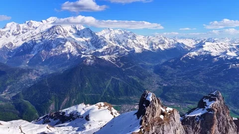 4K Drone Flight Facing Mont Blanc Snowy Alps Stock Footage 334782586